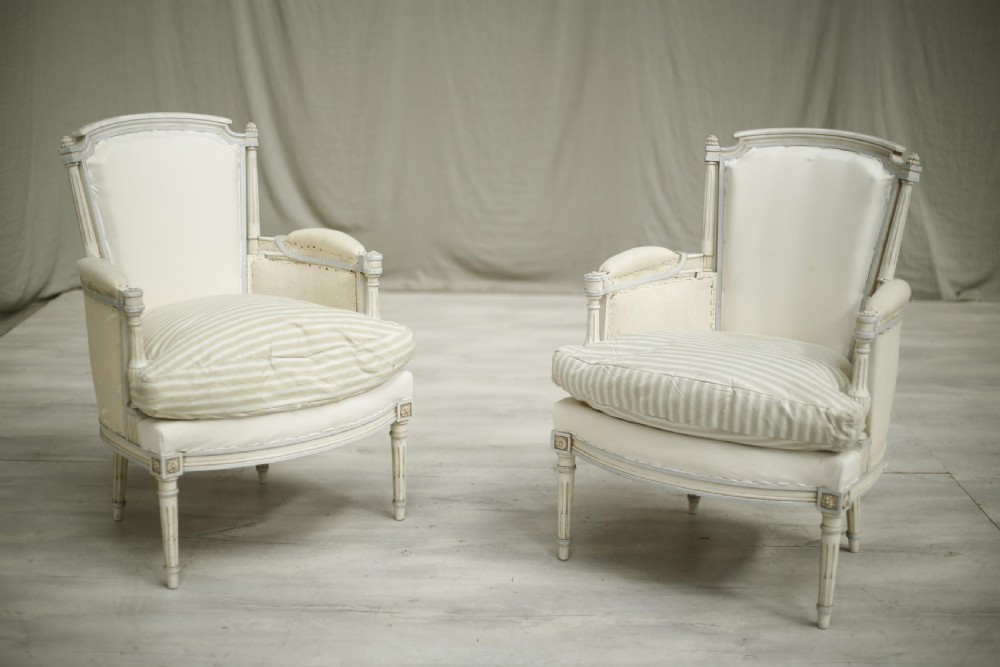 Pair of 1920's Painted French armchairs- Cushioned View II