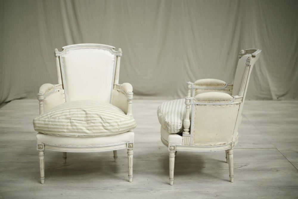 Pair of 1920's Painted French armchairs- Cushioned View V
