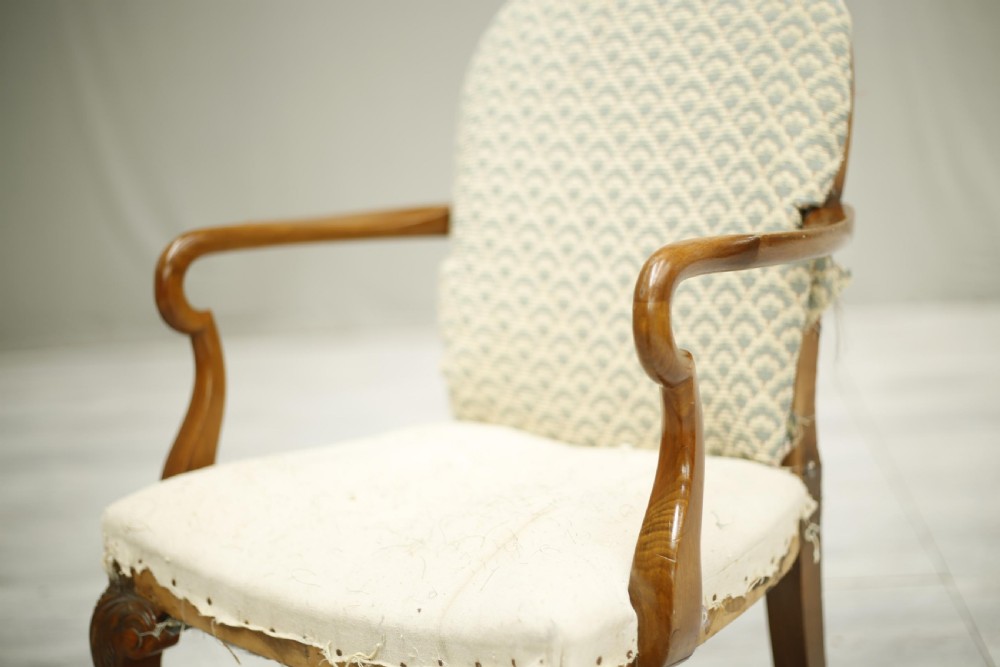Pair of c.1920's Walnut open armed desk chairs View V