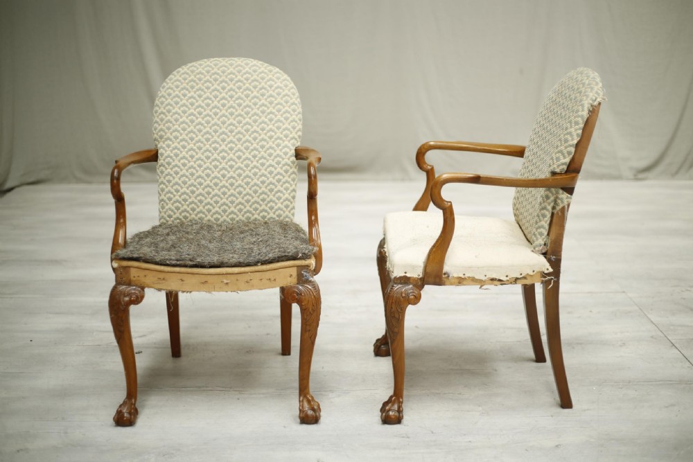 Pair of c.1920's Walnut open armed desk chairs View VIII