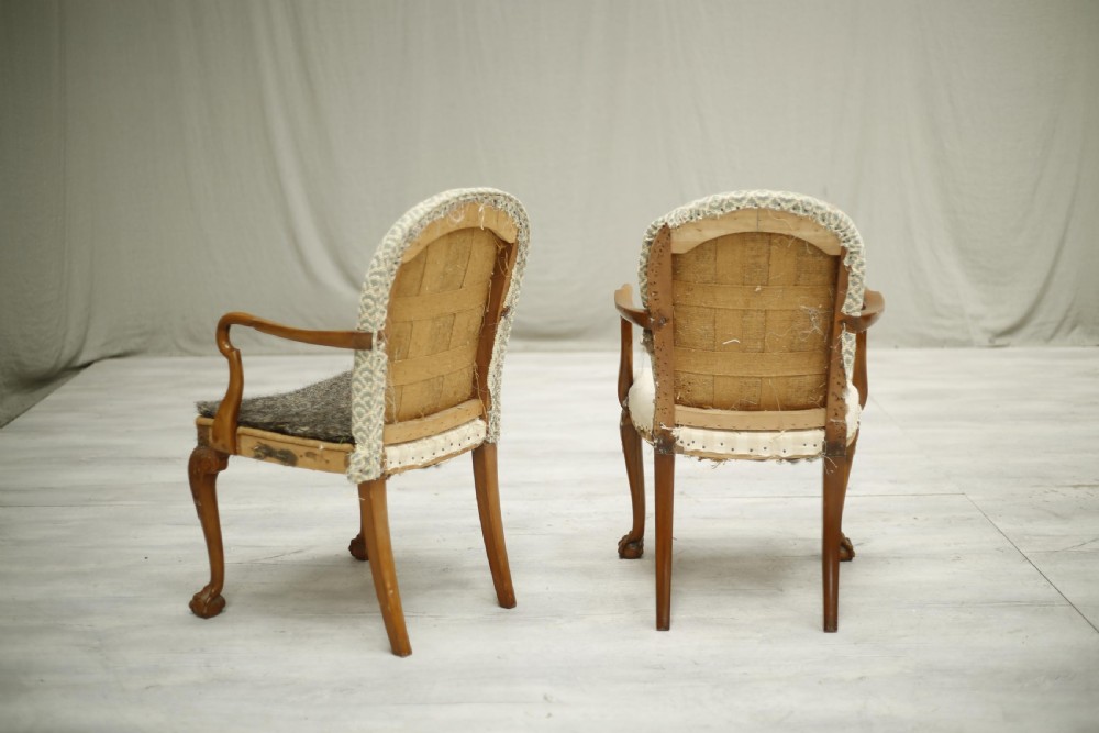 Pair of c.1920's Walnut open armed desk chairs View IX