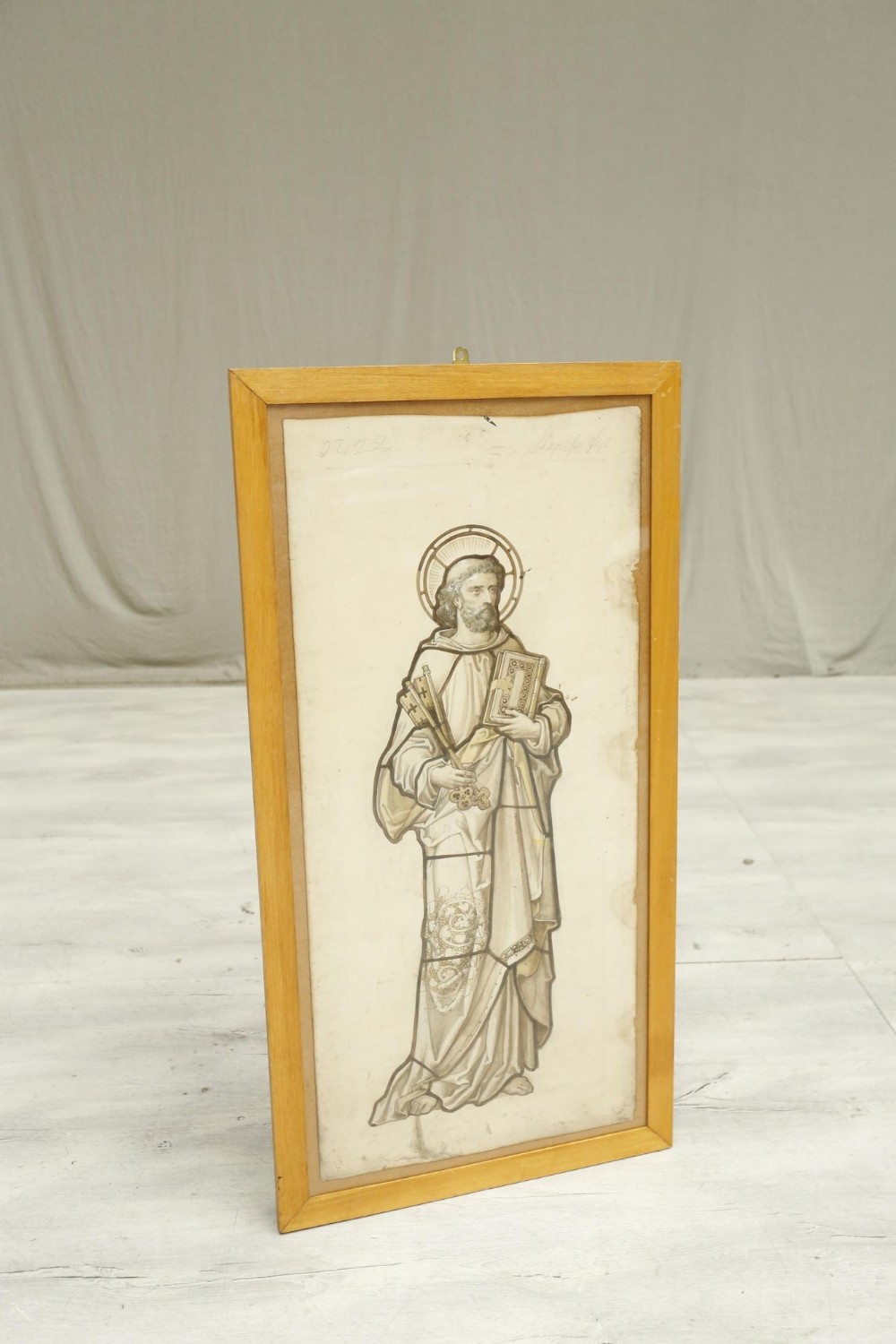 19th century Stained glass plan watercolour- St Peter
