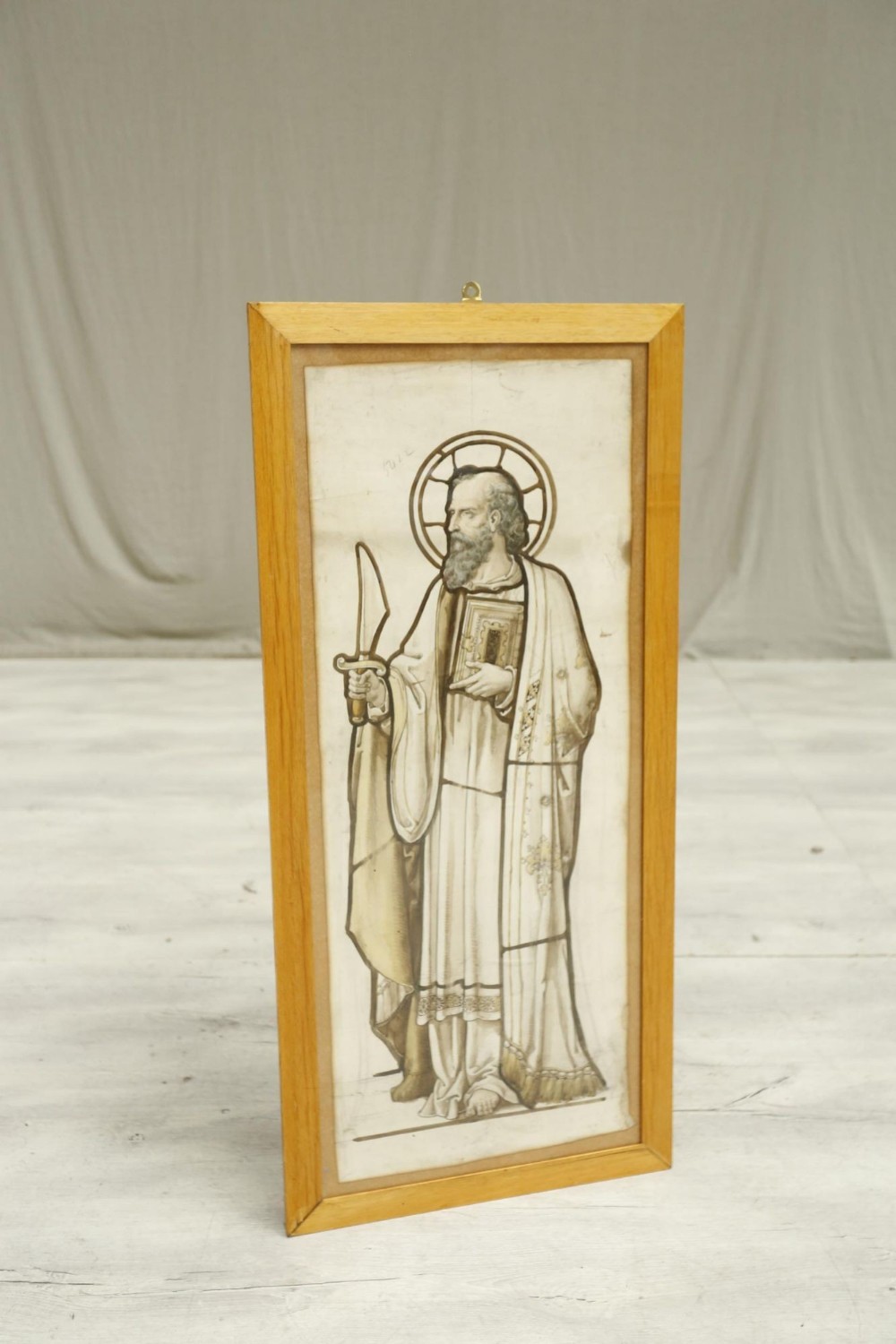 19th century Stained glass painting St Bartholomew