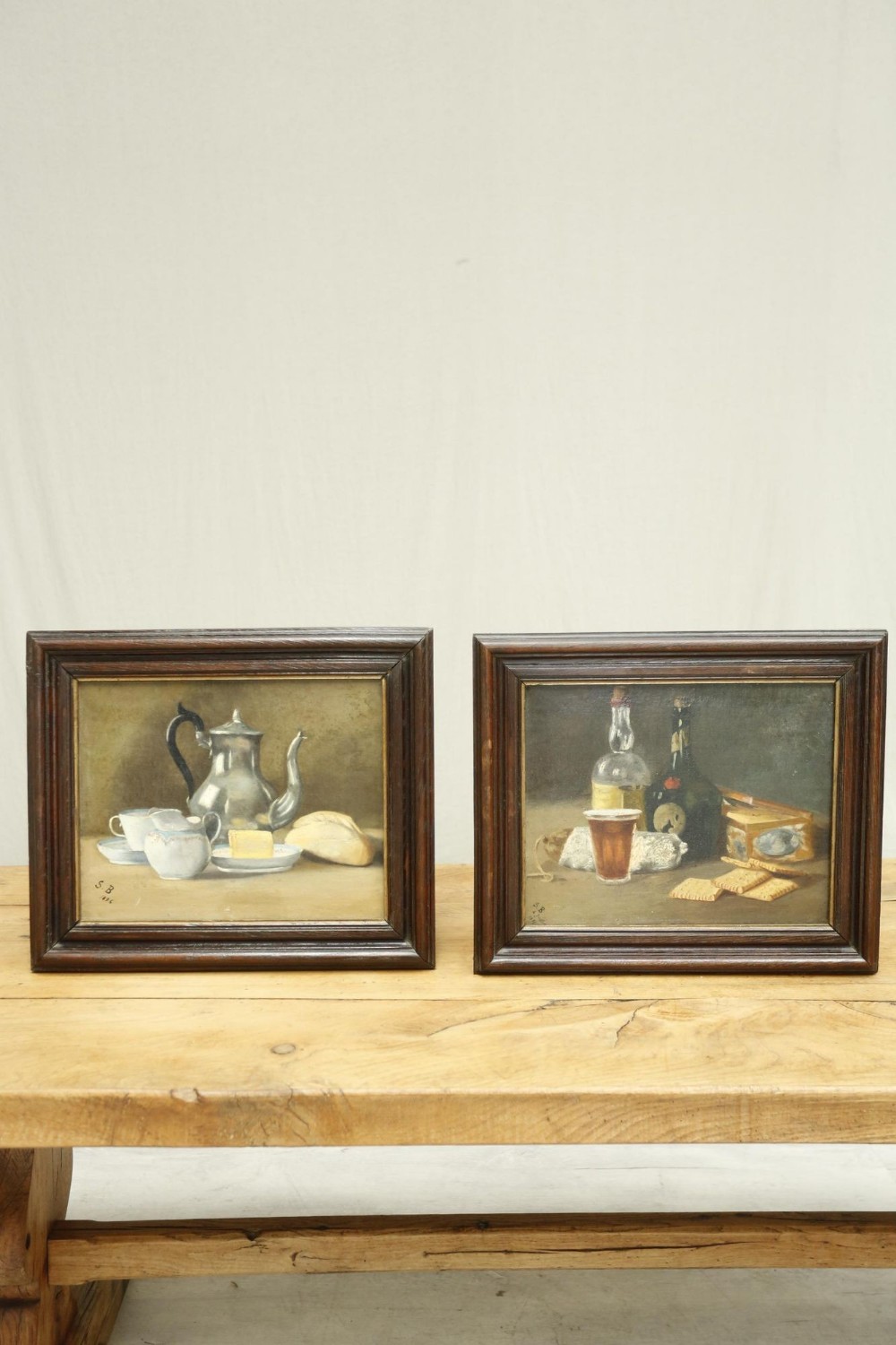 Pair of 19th century still life painting 'Day & Night'