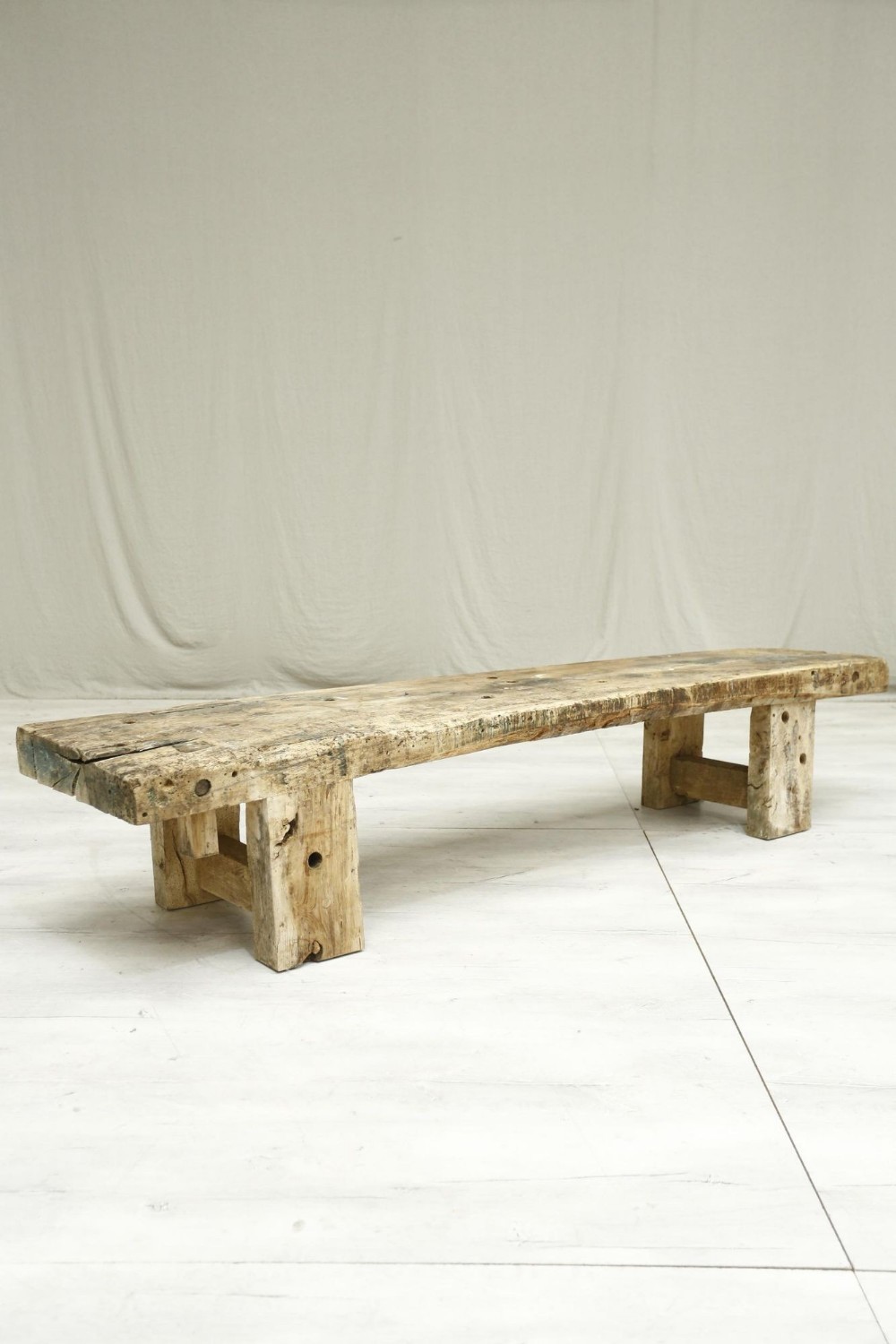 c.1900 rustic elm pig bench