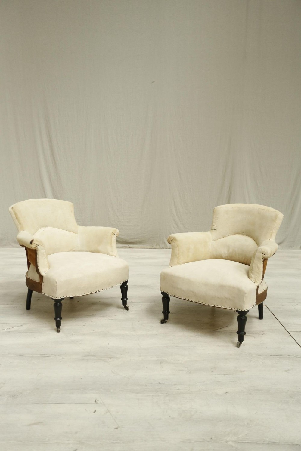 Pair of Napoleon Low curved back armchairs
