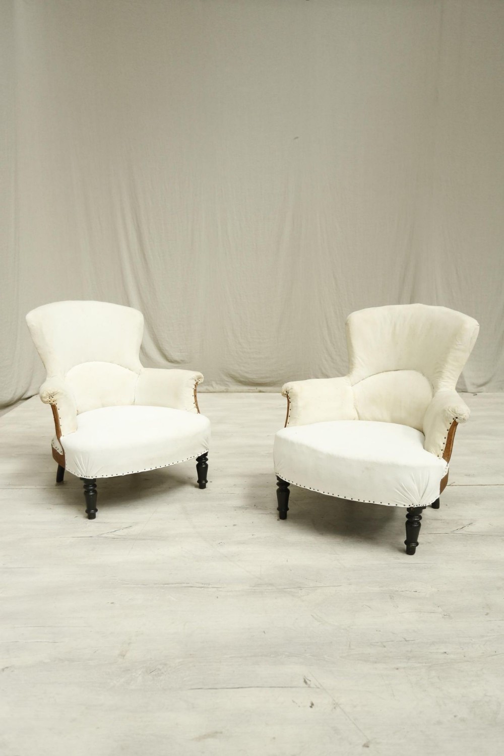 Pair of Napoleon III Curved back armchairs