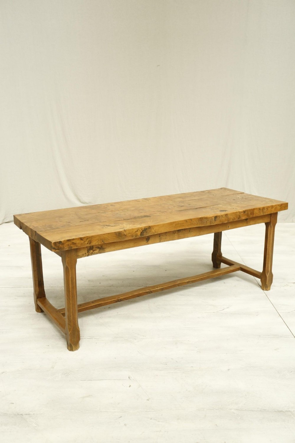 c.1900 thick naturalistic Elm topped dining table