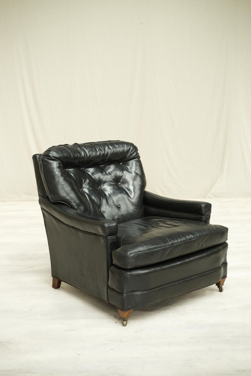 20th century Black leather armchair by Bloomingdales