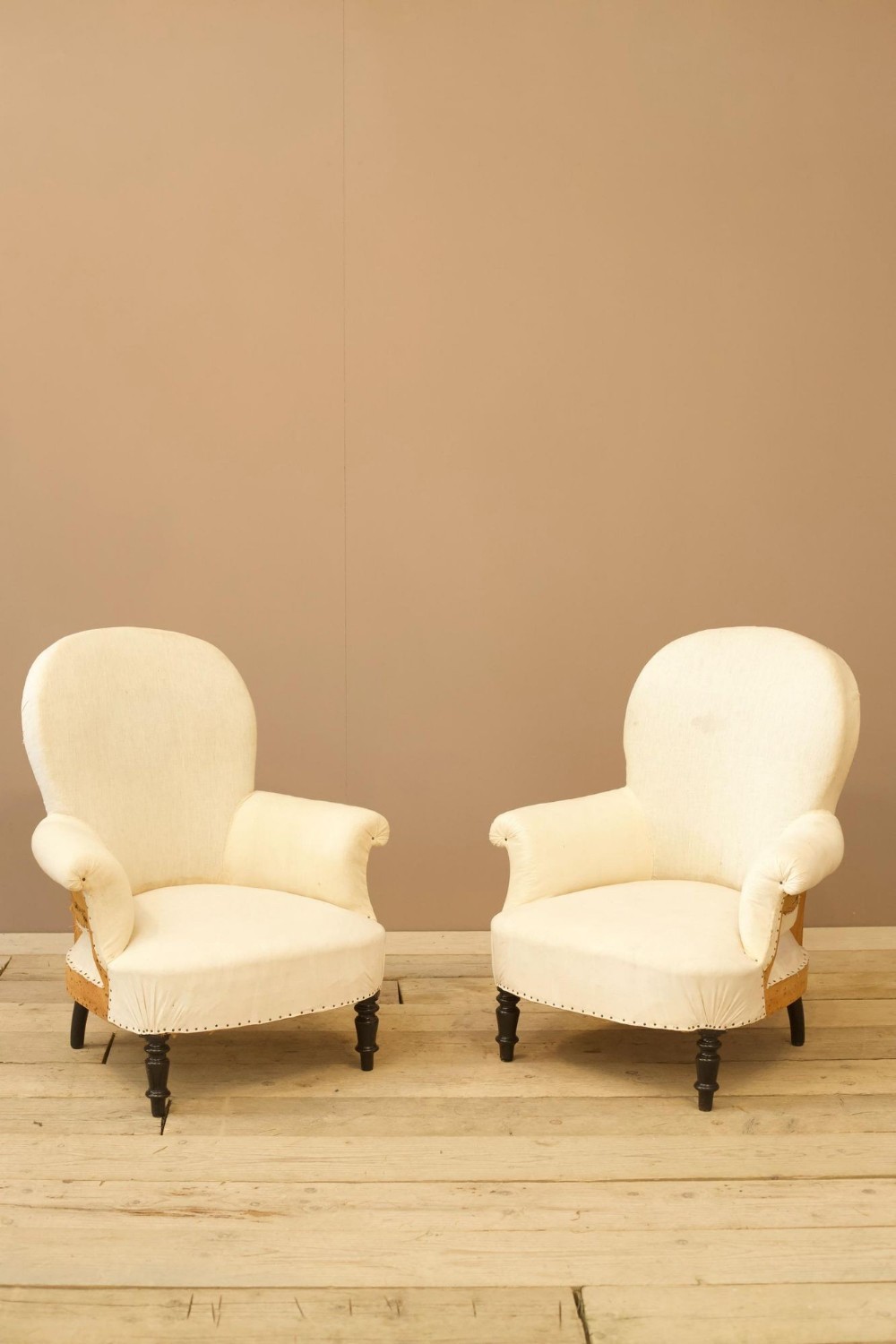Pair of Napoleon III spoon back armchairs