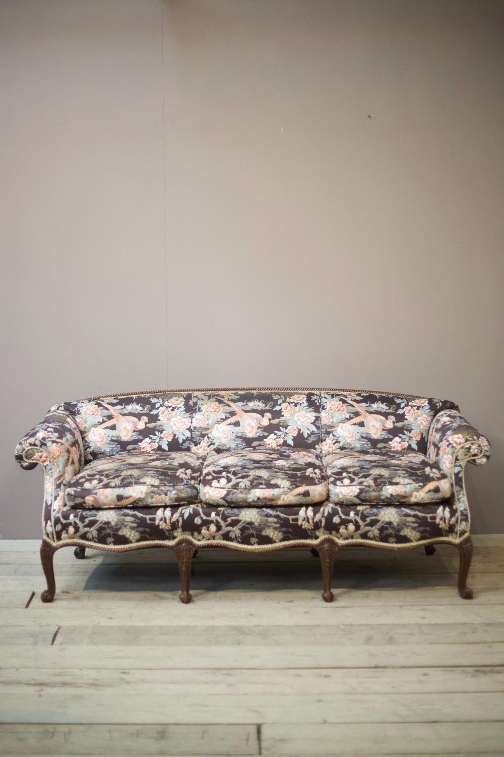 c.1900 English country house sofa with cabriole legs