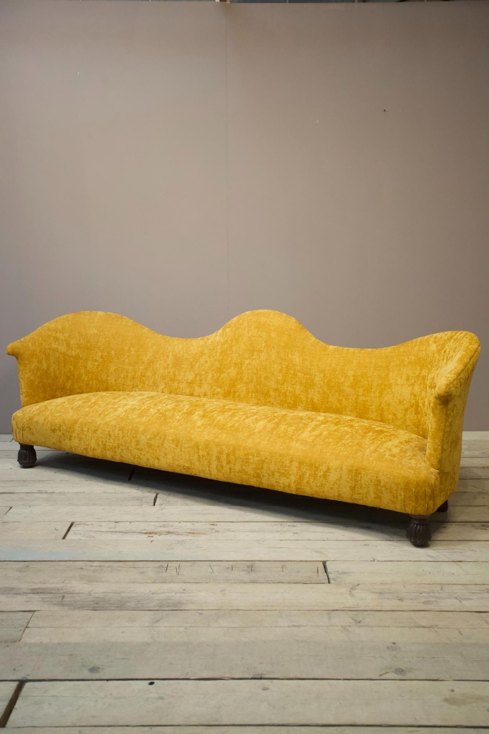 20th century 2.6m English scalloped back sofa