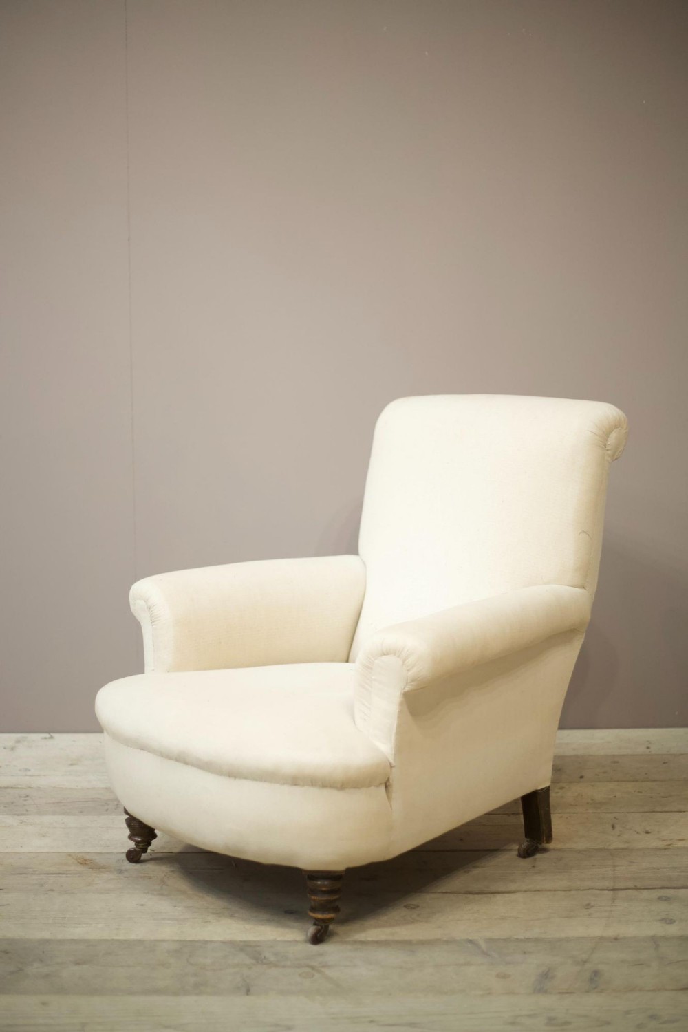 Victorian English scroll back armchair