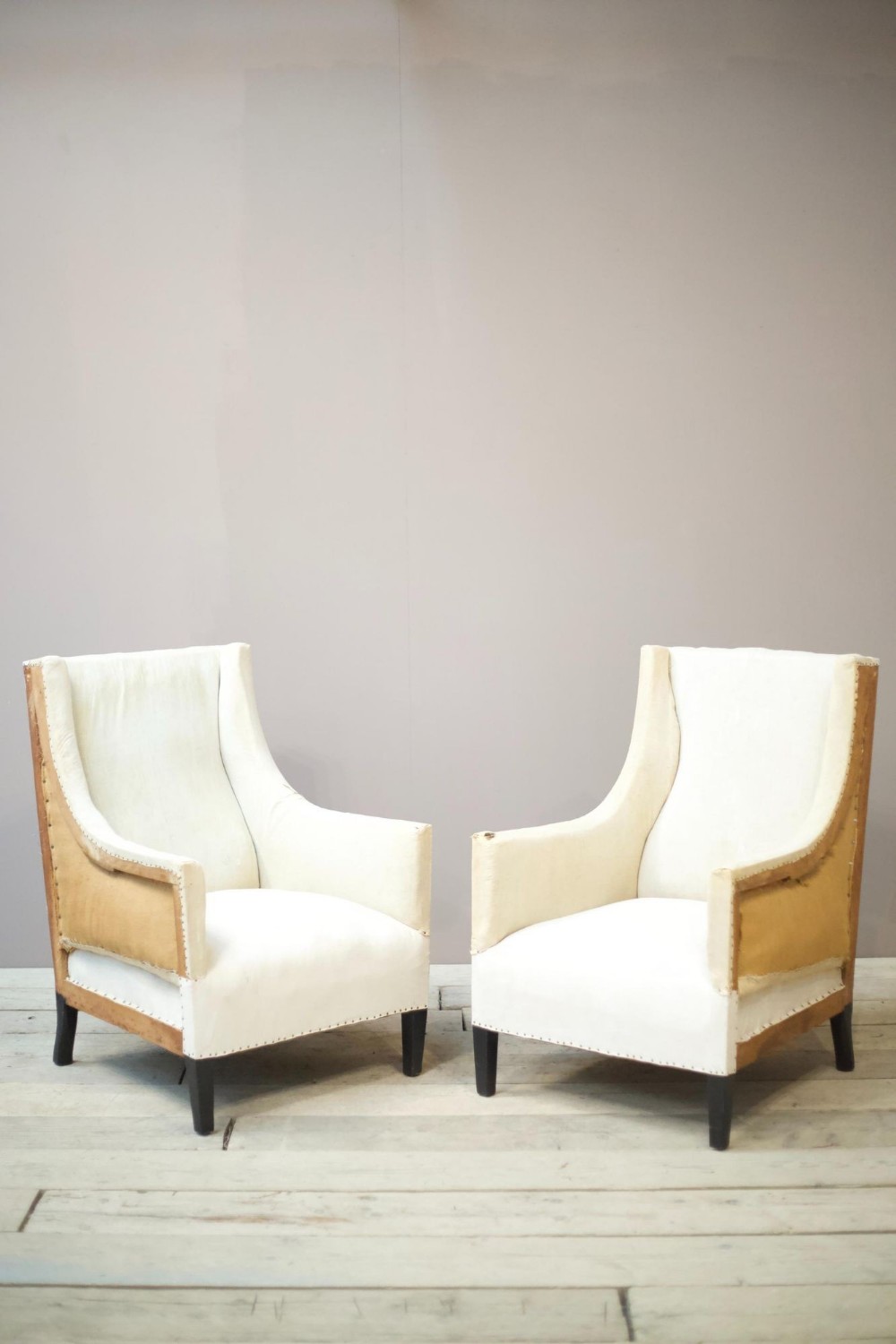 Pair of 1920's French square sided armchairs