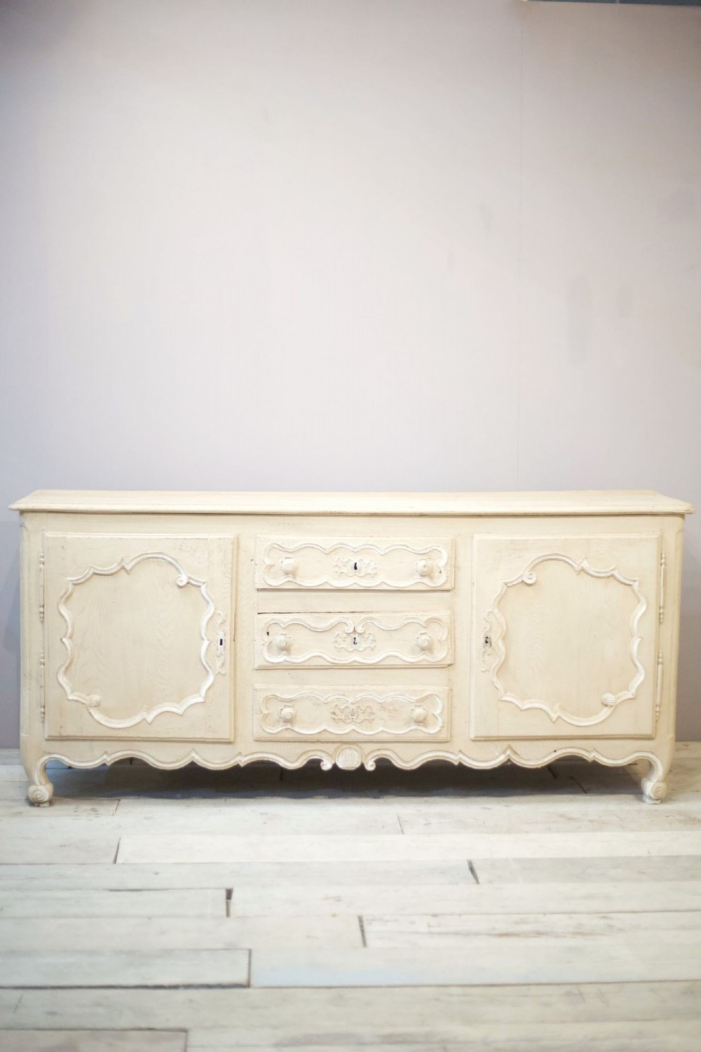 18th century oak sideboard in rustic white paint