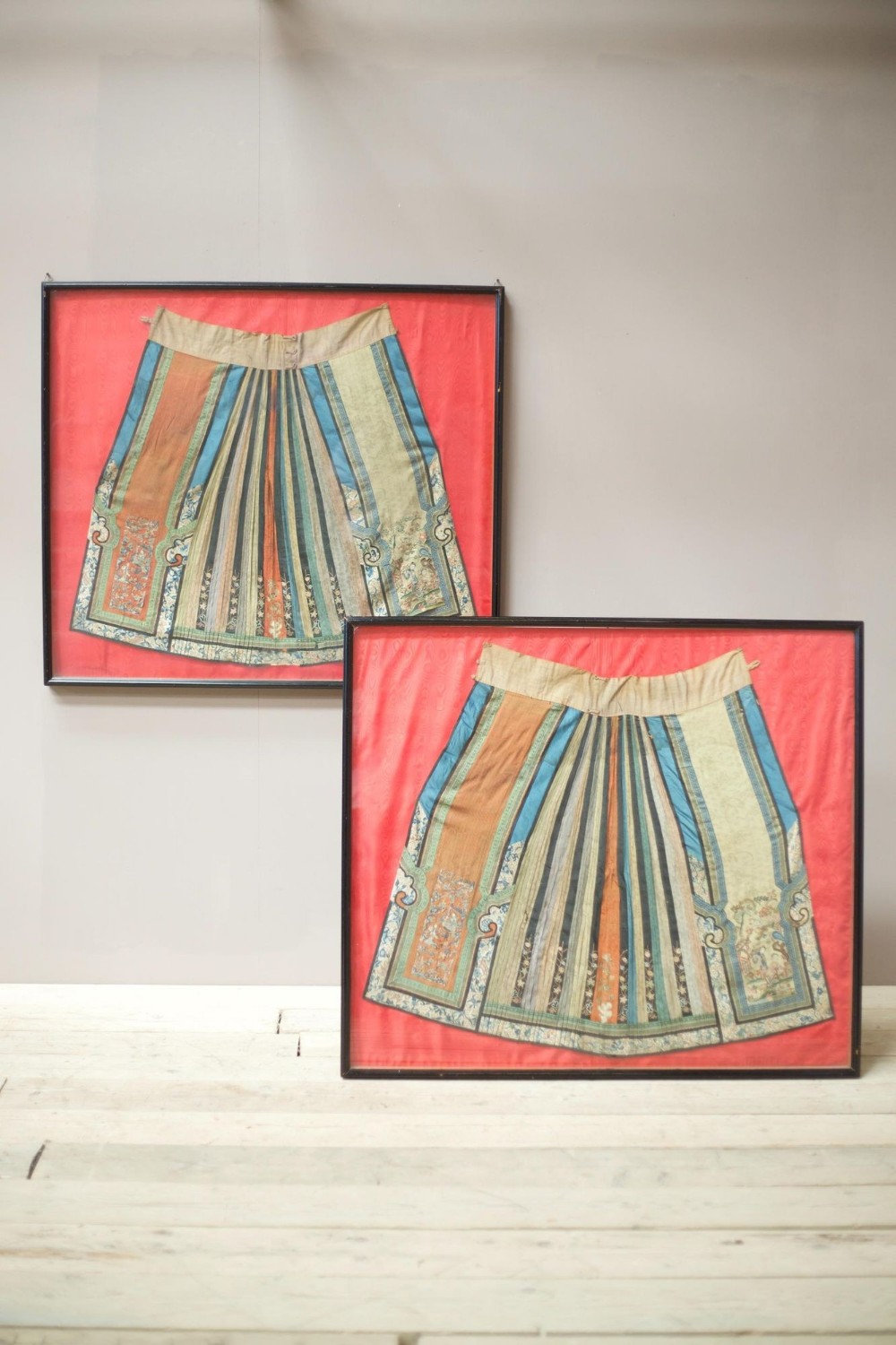 Pair 18th century Chinese silk ceremonial dresses