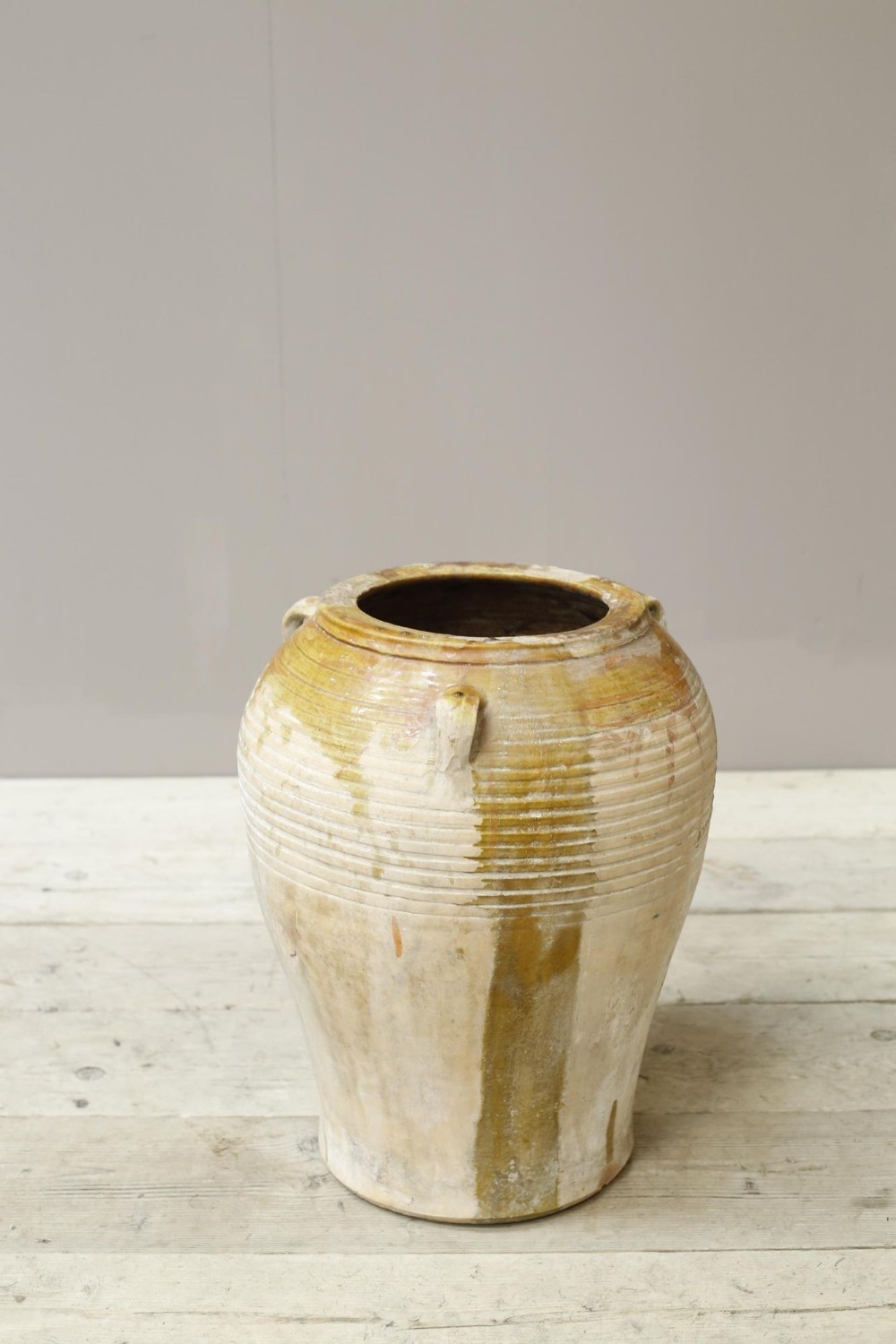 19th Century Yellow Glazed Spanish Olive Pot- Small