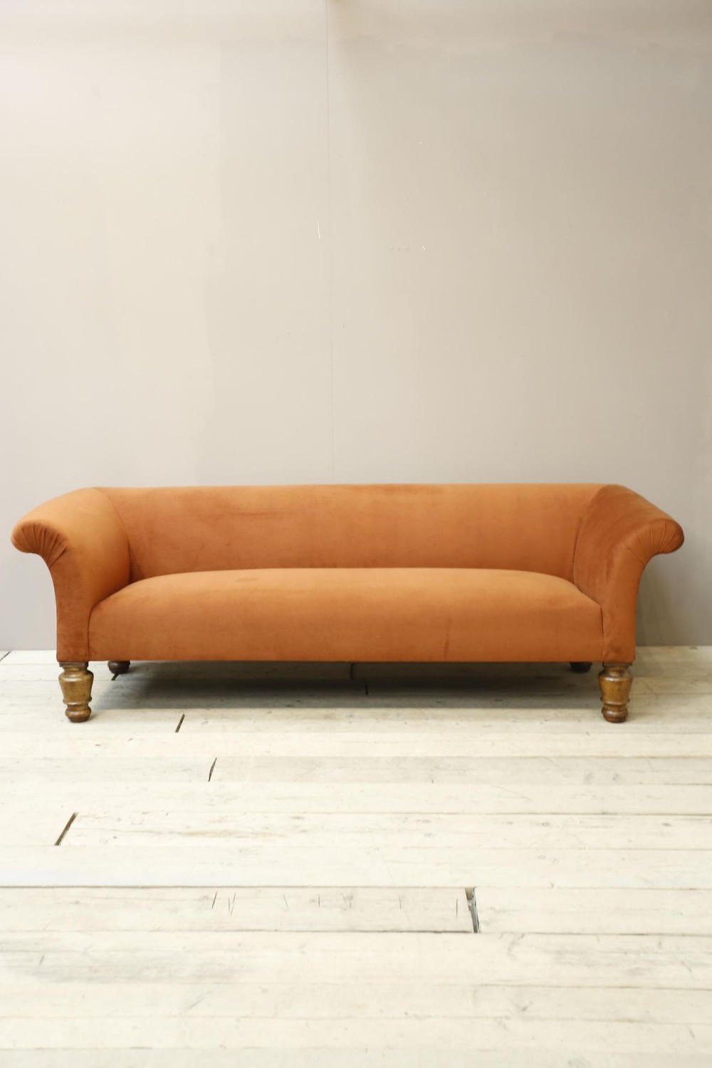 Victorian Country House Sofa in Rust Velvet