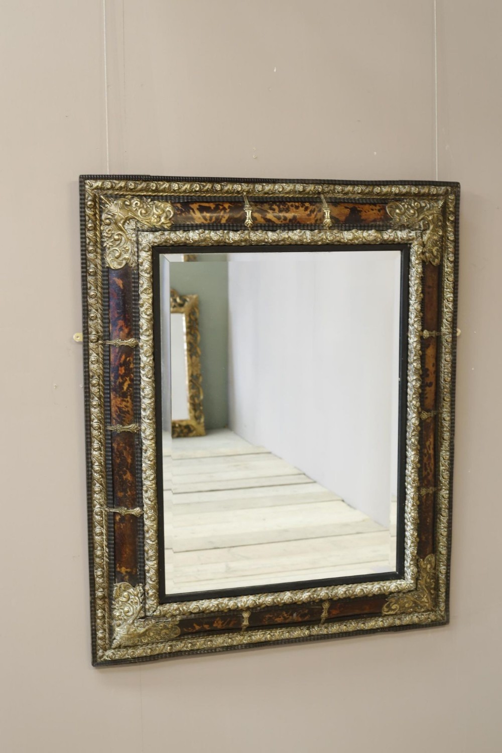 18th century French Tortoise shell cushion mirror