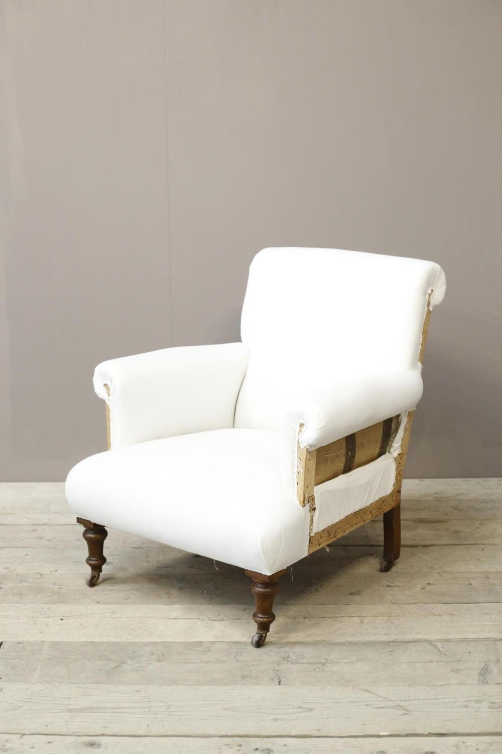 Victorian English scroll back armchair