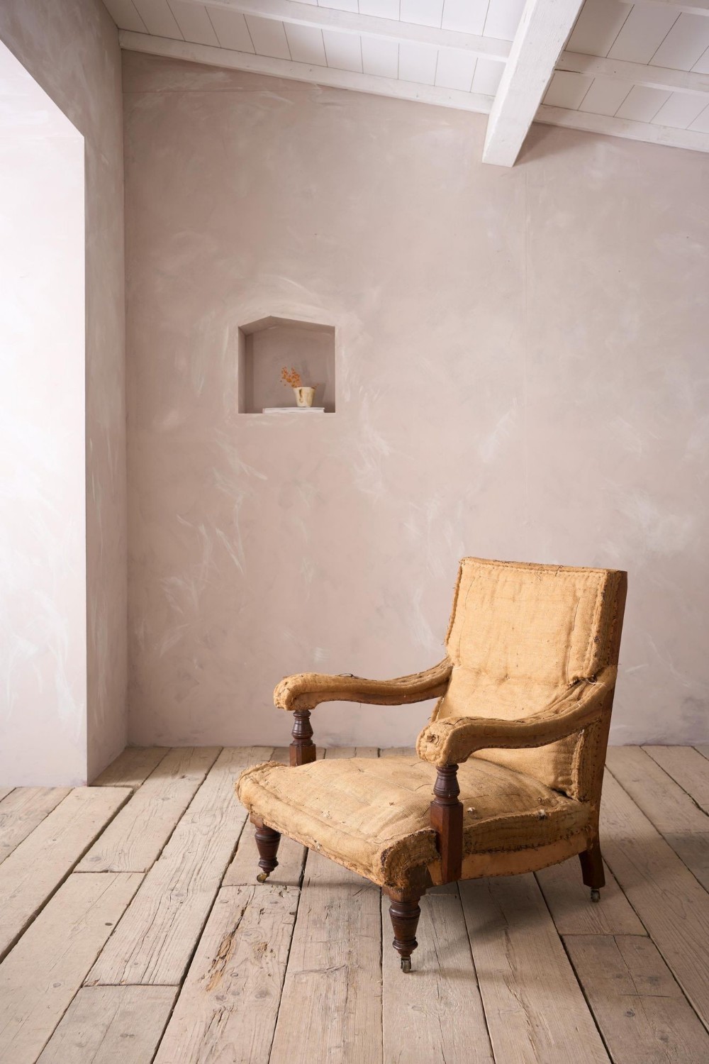 19th century Victorian square back open armchair
