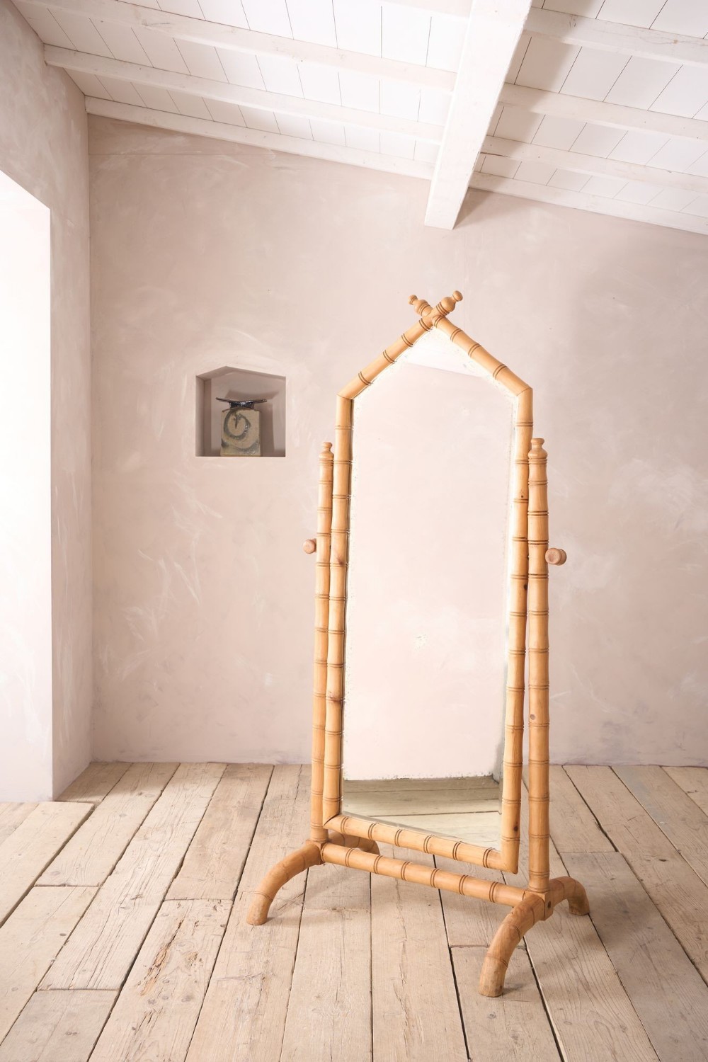 Early 20th century Faux bamboo cheval mirror