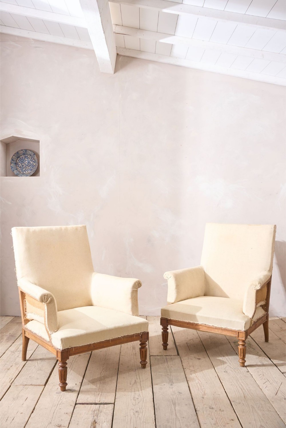 Pair of Large 19th century square back armchairs
