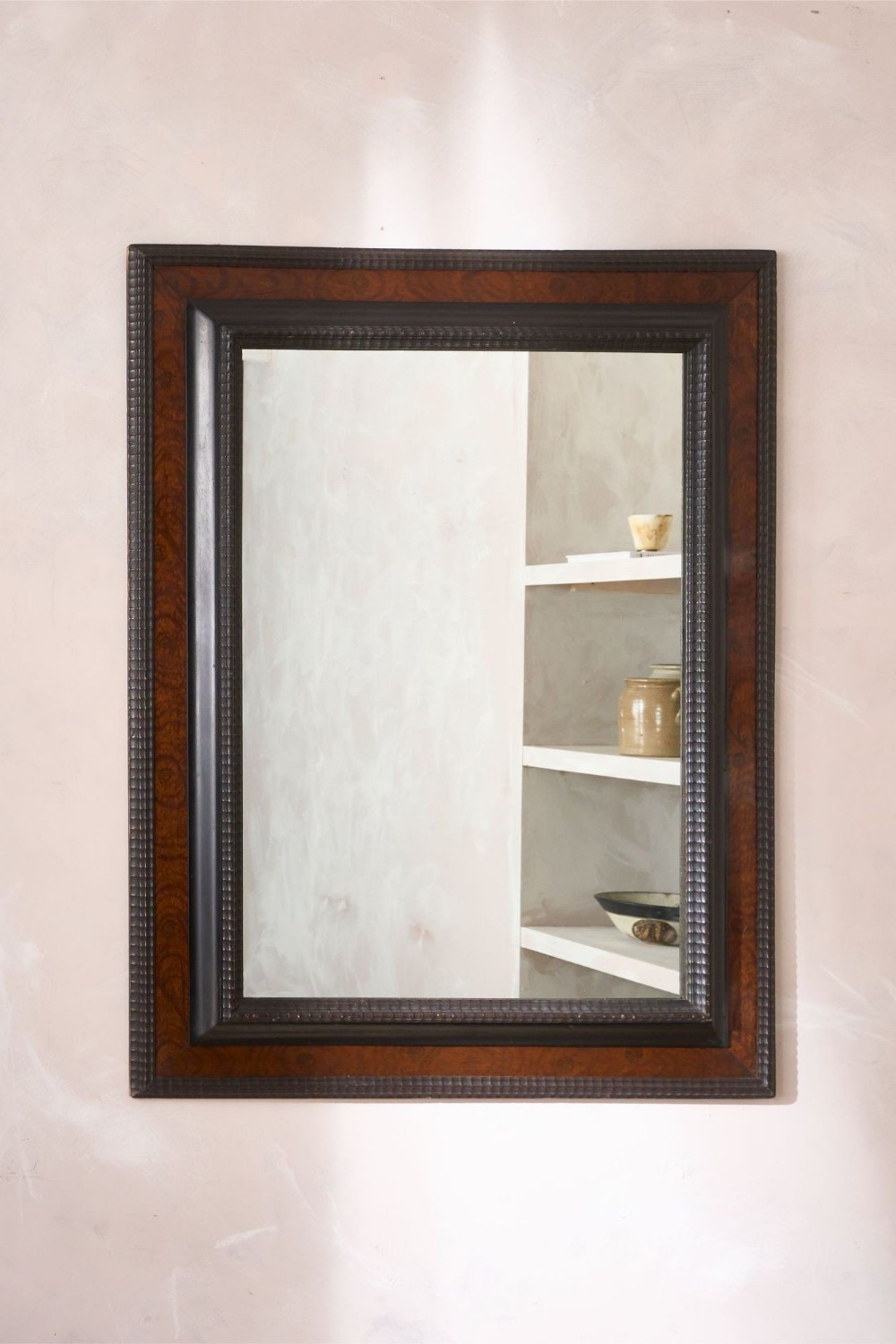 Very large 19th century ebonised and walnut Italian mirror