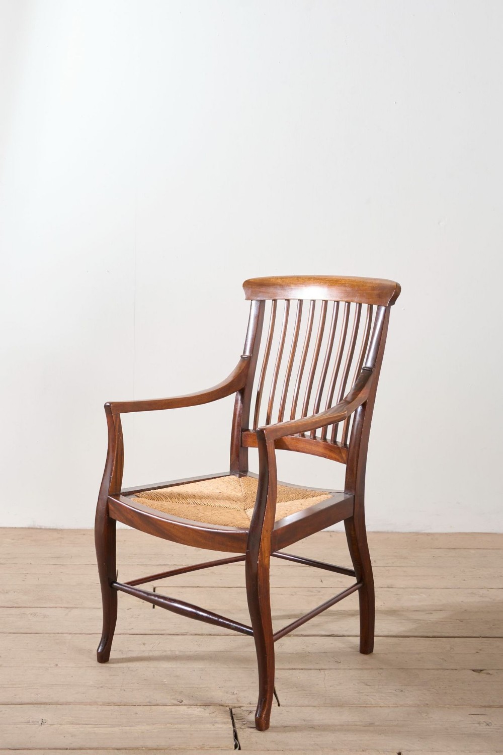 c.1900 Mahogany and rush seated library chair
