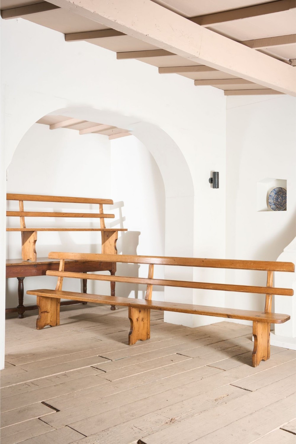 Pair of 3.1m 19th century Pine benches