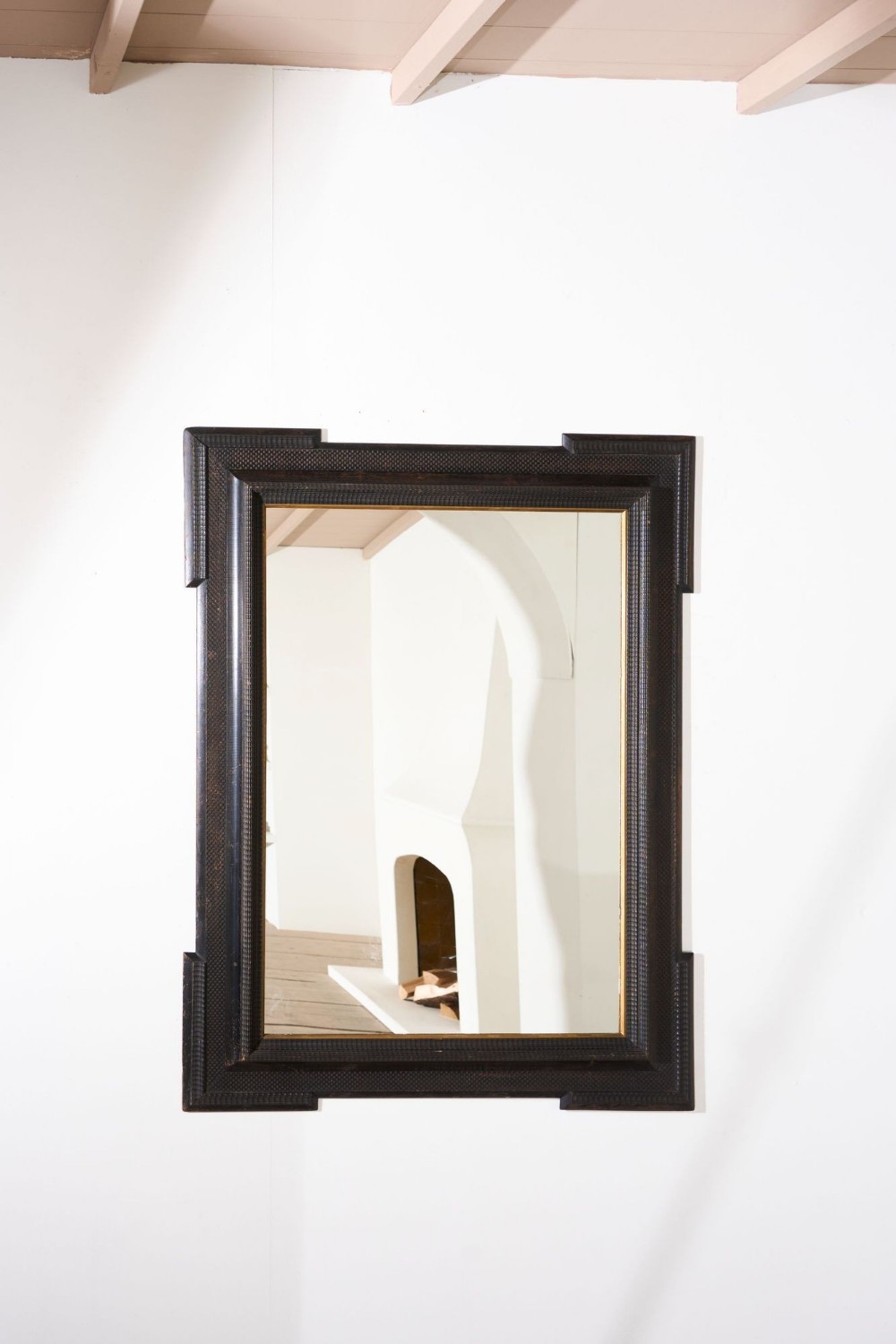 Unusual 19th Century Ebonised Italian wall mirror