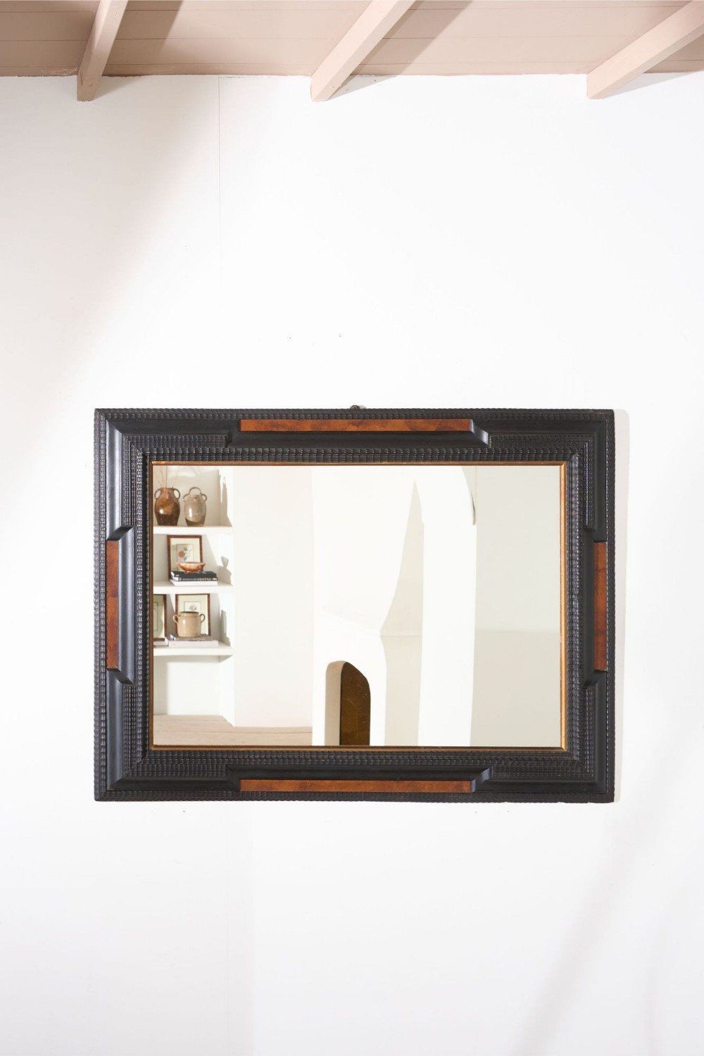 Large 19th Century Italian Ebonised and Faux tortoiseshell mirror