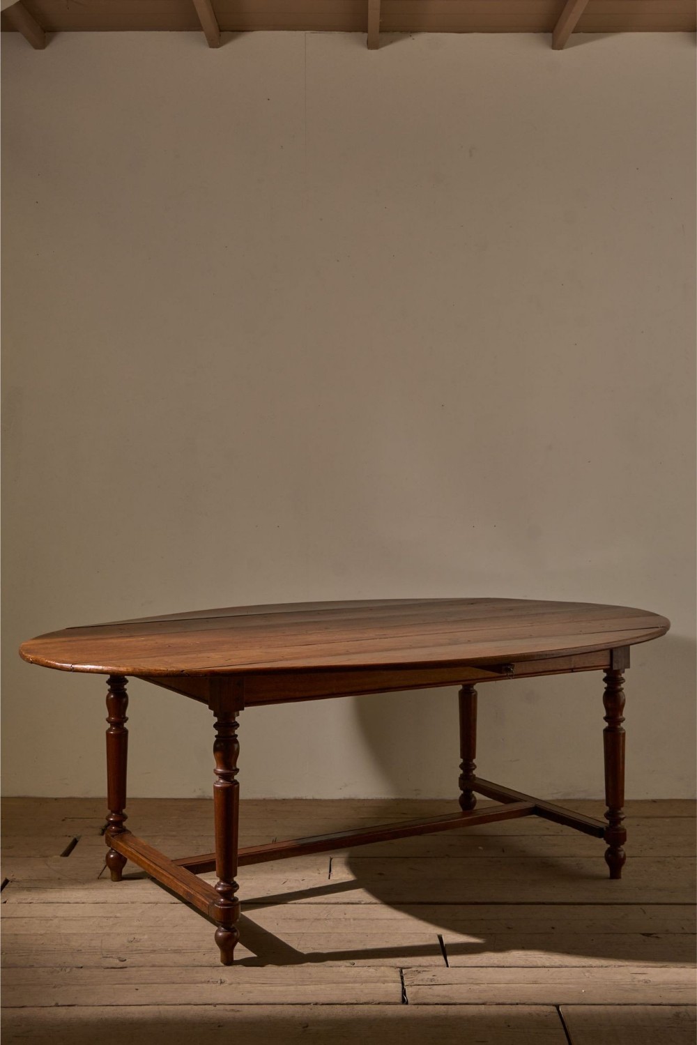c.1900 Solid oak French oval dining table