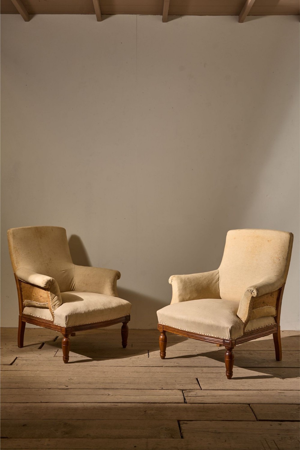 Pair of 19th century French square back armchairs