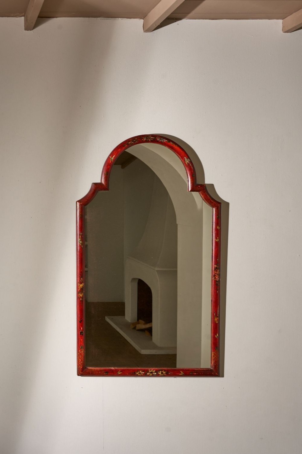 Early 20th century Large Red lacquered chinoiserie mirror