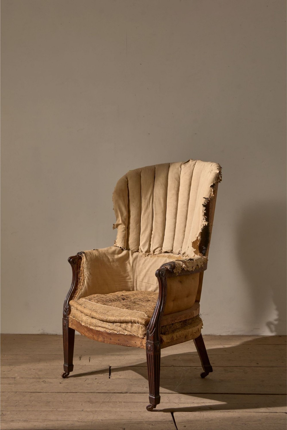 Early Victorian fluted barrel back armchair