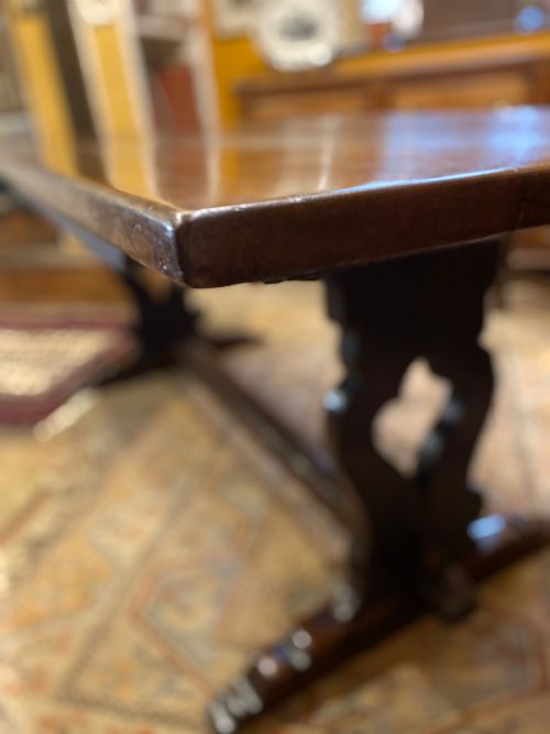 EARLY 19TH CENTURY LARGE OAK TRESTLE REFECTORY TABLE - ADDITIONAL PHOTO 4