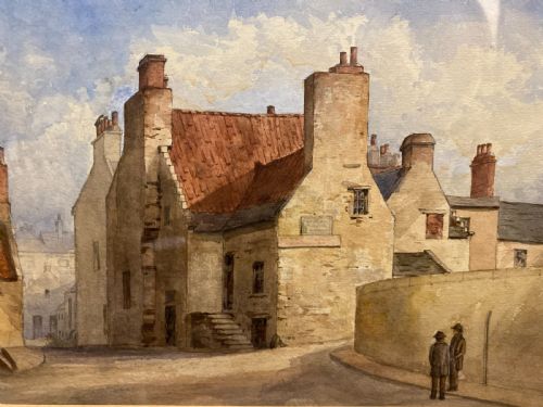 WATERCOLOUR PAINTING STONEWORK HOUSES IN AN ENGLISH VILLAGE - ADDITIONAL PHOTO 3