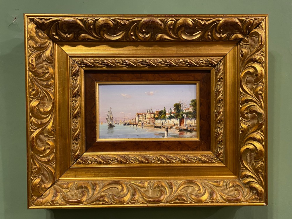 Oil Painting - Continental Coastal Scene in the Italian Style