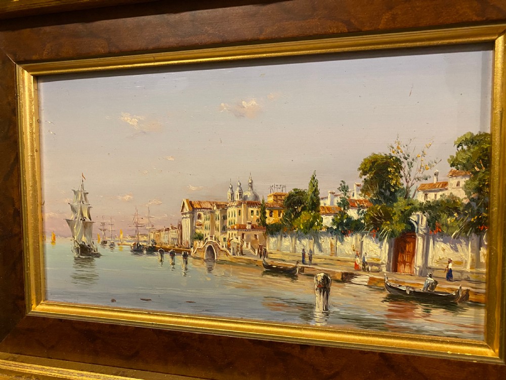 Oil Painting - Continental Coastal Scene in the Italian Style View III