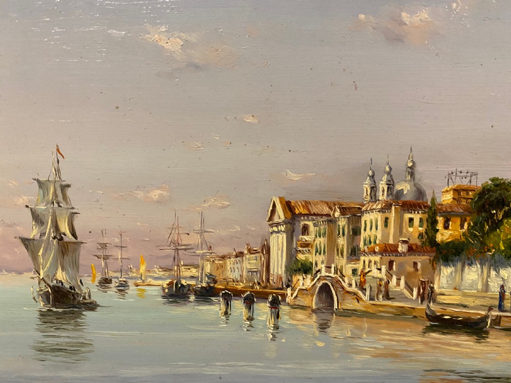 Oil Painting - Continental Coastal Scene in the Italian Style View IV