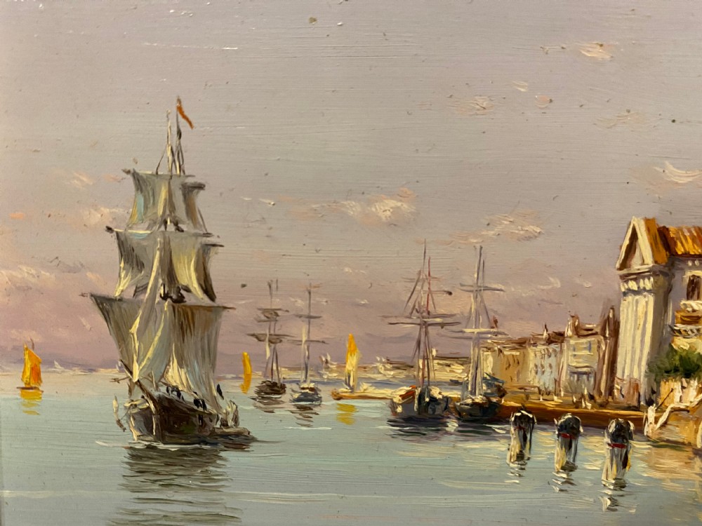 Oil Painting - Continental Coastal Scene in the Italian Style View V
