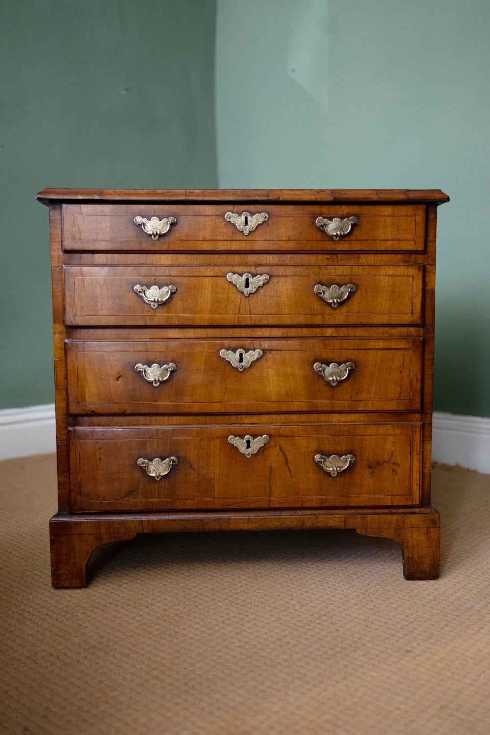 William and Mary Walnut Chest of Drawers with Drop Handles