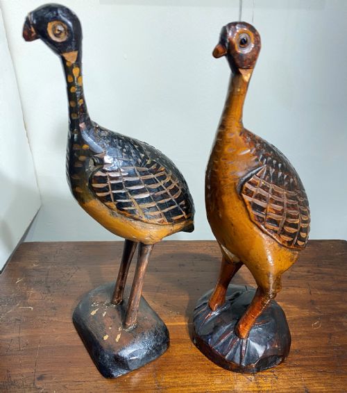 pair of folk art game birds - CATEGORY: ANTIQUE MISCELLANEOUS - DATED 1900