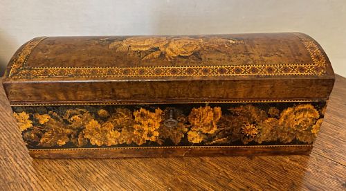 tunbridge ware domed glove box - CATEGORY: ANTIQUE BOXES - DATED VICTORIAN