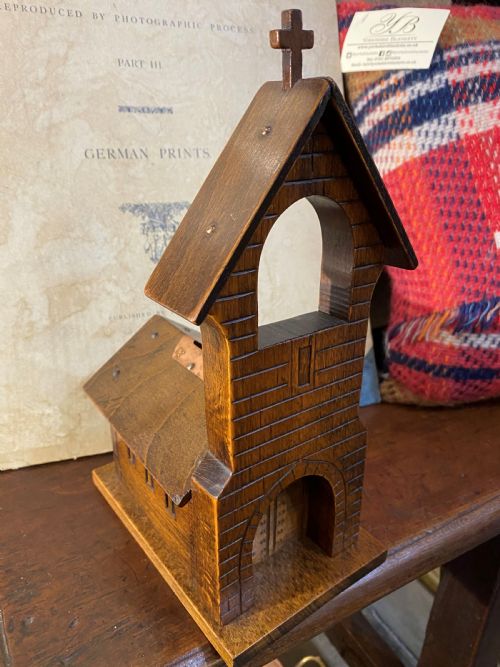 folk art church money box - CATEGORY: ANTIQUE BOXES - DATED 1920