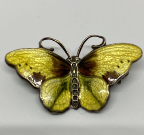 PAIR NORWEGIAN SILVER ENAMEL BUTTERFLY BROOCHES BY HROAR PRYDZ - ADDITIONAL PHOTO 3