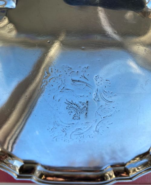 FINE GEORGE II SOLID SILVER SALVER 1731 - ADDITIONAL PHOTO 1