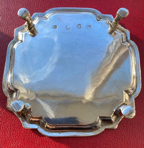 FINE GEORGE II SOLID SILVER SALVER 1731 - ADDITIONAL PHOTO 3