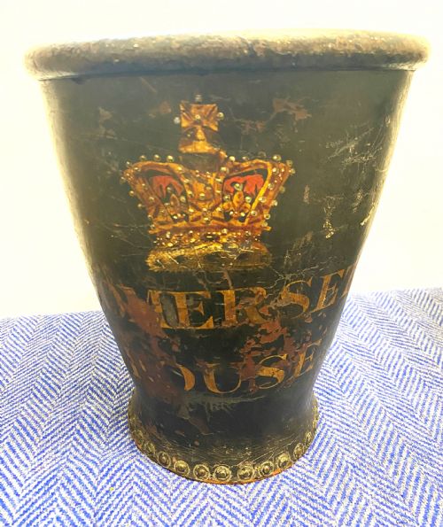 RARE CHARMING PAIR OF SOMERSET HOUSE LEATHER BUCKETS - ADDITIONAL PHOTO 1